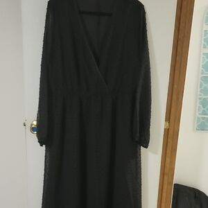 Black Long Sleeve V-Neck Women’s Dress